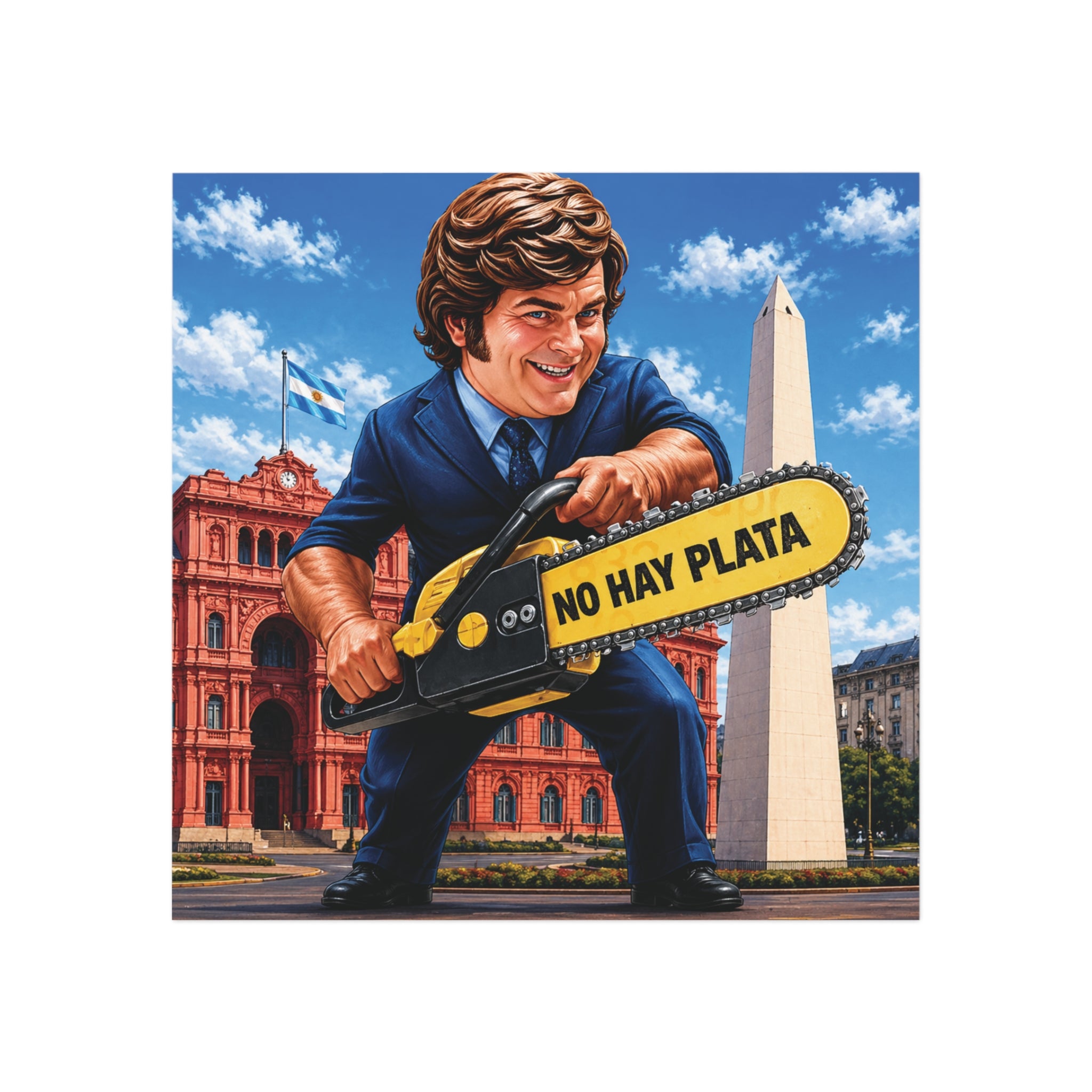 "No Hay Plata" Chainsaw  Square Magnet