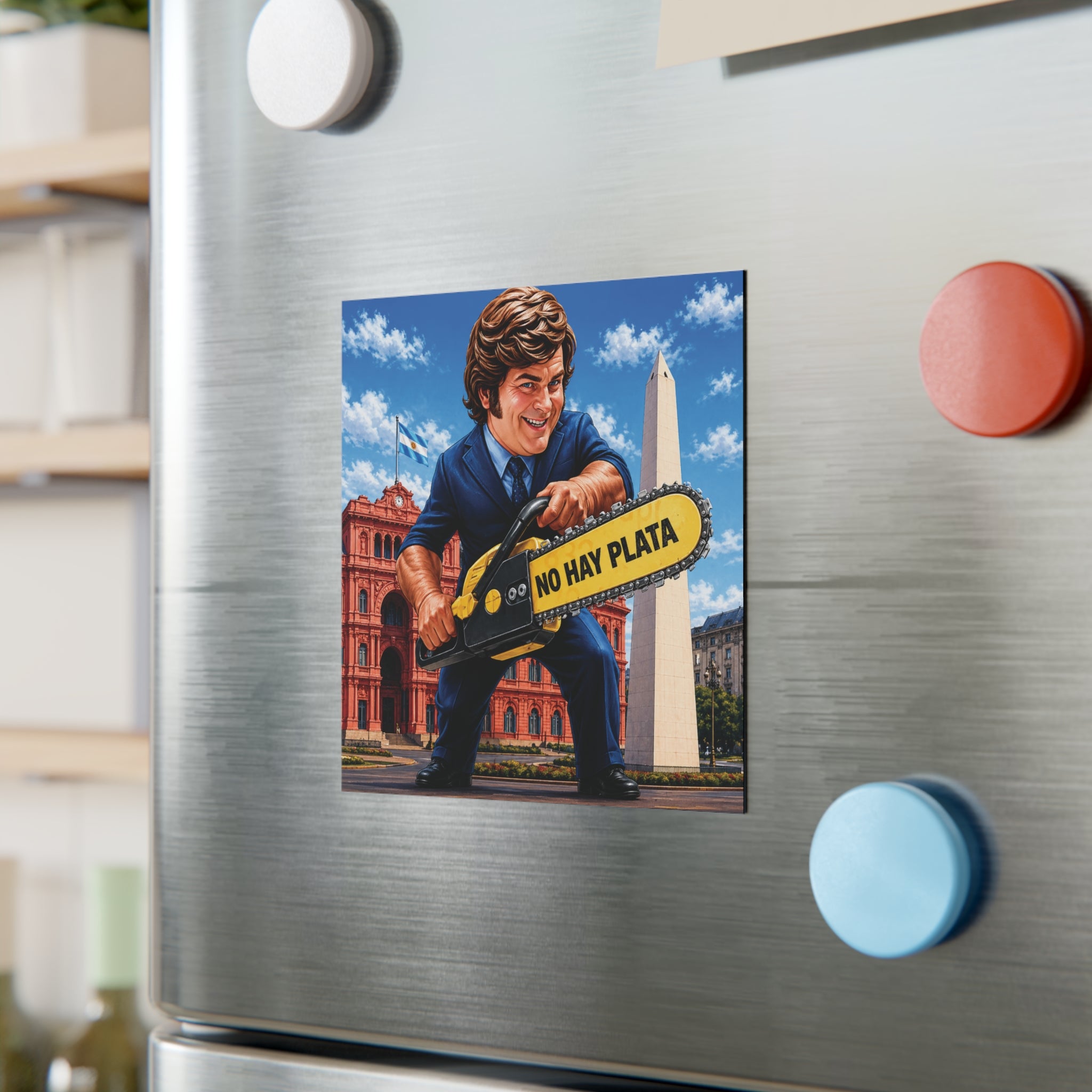 "No Hay Plata" Chainsaw  Square Magnet