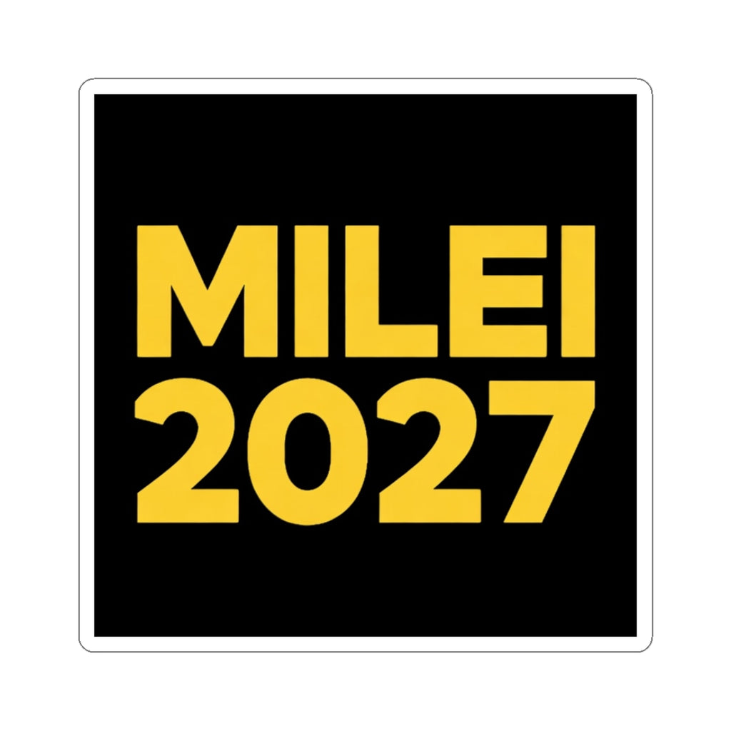 Milei 2027 Sticker — Bold Yellow Campaign Decal for Laptops, Water Bottles & Political Support